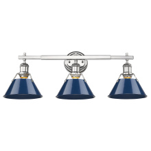 Golden 3306-BA3 CH-NVY - Yep by Golden Lighting Orwell 3-light Vanity in Chrome and Navy Blue shade